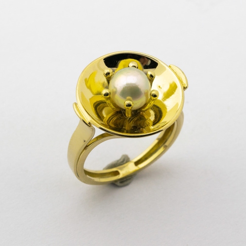 Ring aus 585 Gelbgold mit Perle, hochwertiger second hand Schmuck perfekt aufgearbeitet