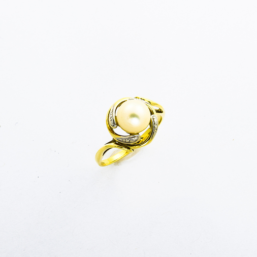 Ring aus 585 Gelbgold mit Perle, nachhaltiger second hand Schmuck perfekt aufgearbeitet