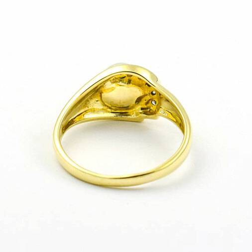 Perlenring aus 585 Gelbgold mit Brillant, nachhaltiger second hand Schmuck perfekt aufgearbeitet