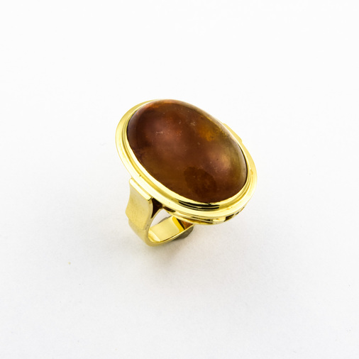 Ring aus 585 Gelbgold mit Quarz, nachhaltiger second hand Schmuck perfekt aufgearbeitet