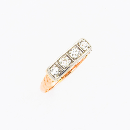 Ring aus 585 Gelb-, Rosé- und Weißgold mit Diamant, nachhaltiger second hand Schmuck perfekt aufgearbeitet