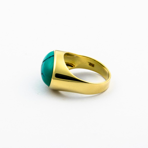 Ring aus 585 Gelbgold mit Türkis, nachhaltiger second hand Schmuck perfekt aufgearbeitet
