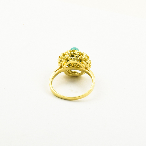 Ring aus 585 Gelbgold mit Türkis, nachhaltiger second hand Schmuck perfekt aufgearbeitet