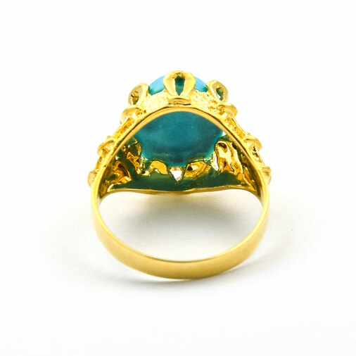 Ring aus 750 Gelbgold mit Türkis, nachhaltiger second hand Schmuck perfekt aufgearbeitet