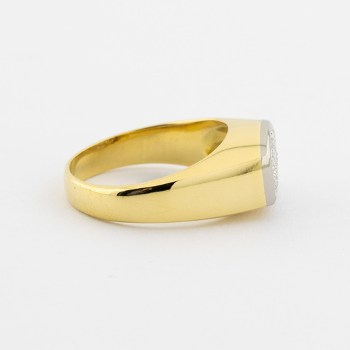 Ring aus 750 Gelb- und Weißgold mit Diamant, hochwertiger second hand Schmuck perfekt aufgearbeitet