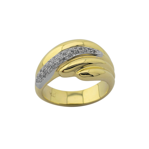 Diamantring aus 585 Gelb- und Weißgold, hochwertiger second hand Schmuck perfekt aufgearbeitet