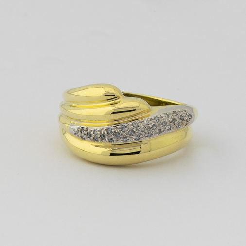 Diamantring aus 585 Gelb- und Weißgold, hochwertiger second hand Schmuck perfekt aufgearbeitet