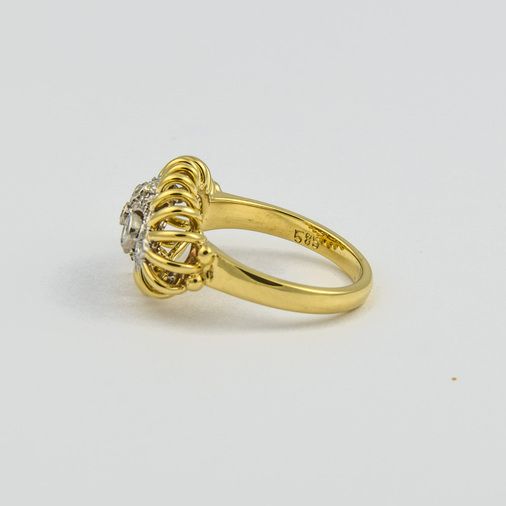 Diamantring aus 585 Gelb- und Weißgold, nachhaltiger second hand Schmuck perfekt aufgearbeitet