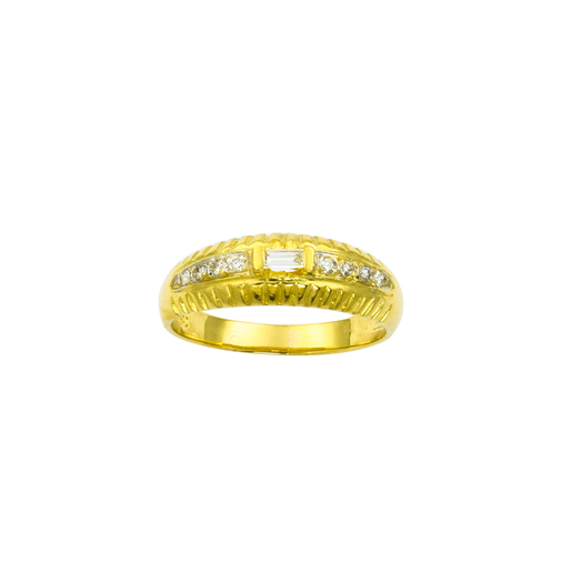 Ring aus 750 Gelb- und Weißgold mit Diamant und Brillant, nachhaltiger second hand Schmuck perfekt aufgearbeitet