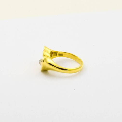 Ring Herzen aus 585 Gelb- und Weißgold mit Brillant, nachhaltiger second hand Schmuck perfekt aufgearbeitet