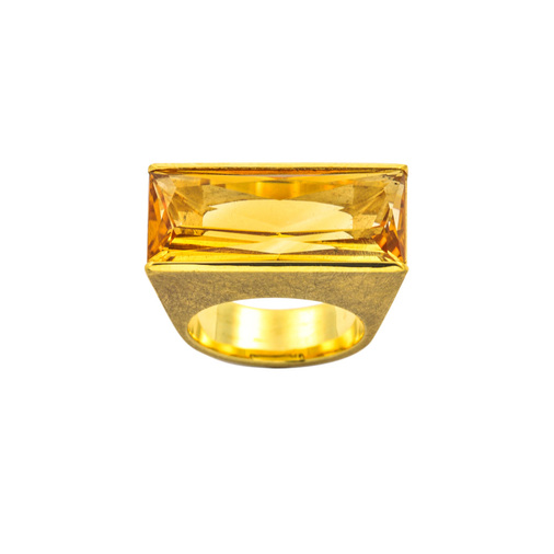 Ring nonne? aus 750 Gelbgold mit Citrin, hochwertiger second hand Schmuck perfekt aufgearbeitet