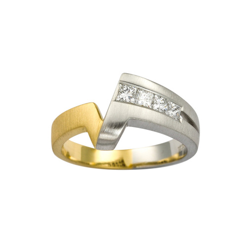 Ring aus 950 Platin/750 Gold mit Diamant, neuwertig, nachhaltiger second hand Schmuck perfekt aufgearbeitet