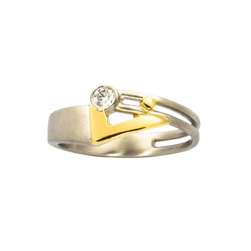 Ring aus 950 Platin/Gold mit Diamant, nachhaltiger second hand Schmuck perfekt aufgearbeitet