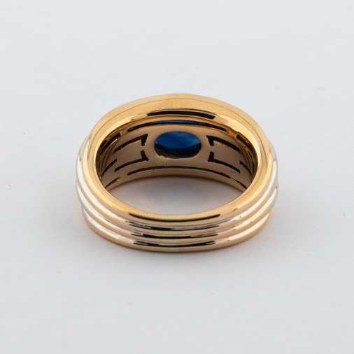 Ring aus 750 Rot- und Weißgold mit Saphir, nachhaltiger second hand Schmuck perfekt aufgearbeitet