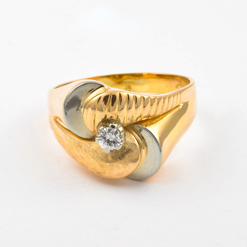 Ring aus 750 Rotgold mit Brillant, hochwertiger second hand Schmuck perfekt aufgearbeitet