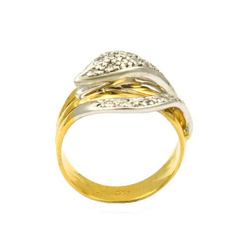 Diamantring Schlange aus 585 Gelb- und Weißgold, nachhaltiger second hand Schmuck perfekt aufgearbeitet