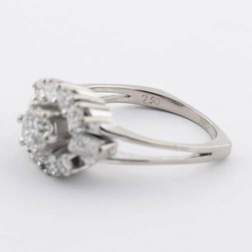 Ring aus 750 Weißgold mit Brillant und Diamant, nachhaltiger second hand Schmuck perfekt aufgearbeitet