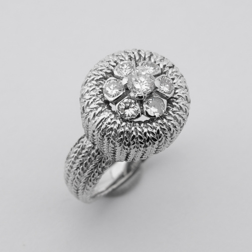 Ring aus 750 Weißgold mit Brillant und Diamant, hochwertiger second hand Schmuck perfekt aufgearbeitet