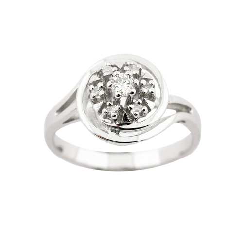 Ring aus 585 Weißgold mit Brillant und Diamant, nachhaltiger second hand Schmuck perfekt aufgearbeitet