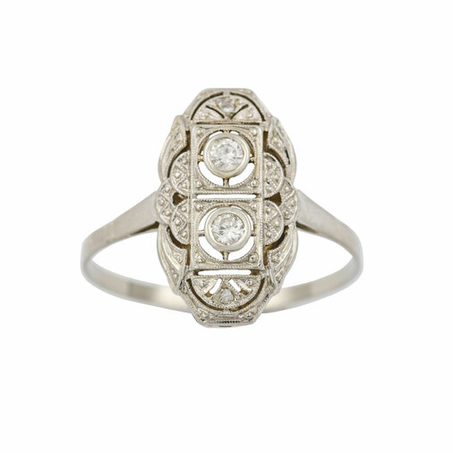 Brillantring aus 585 Weißgold mit Diamant, nachhaltiger second hand Schmuck perfekt aufgearbeitet