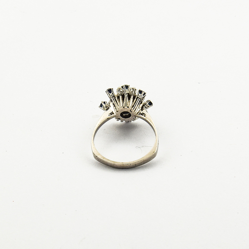 Ring aus 585 Weißgold mit Saphir und Diamant, nachhaltiger second hand Schmuck perfekt aufgearbeitet