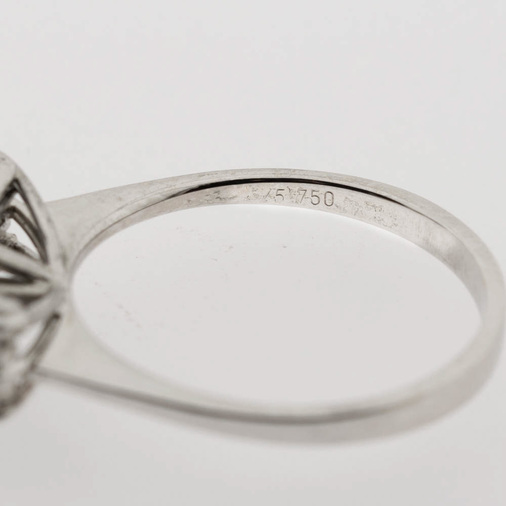 Ring aus 750 Weißgold mit Turmalin und Diamant, nachhaltiger second hand Schmuck perfekt aufgearbeitet