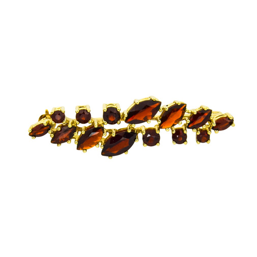 Granatbrosche aus 333 Gelbgold, nachhaltiger second hand Schmuck perfekt aufgearbeitet