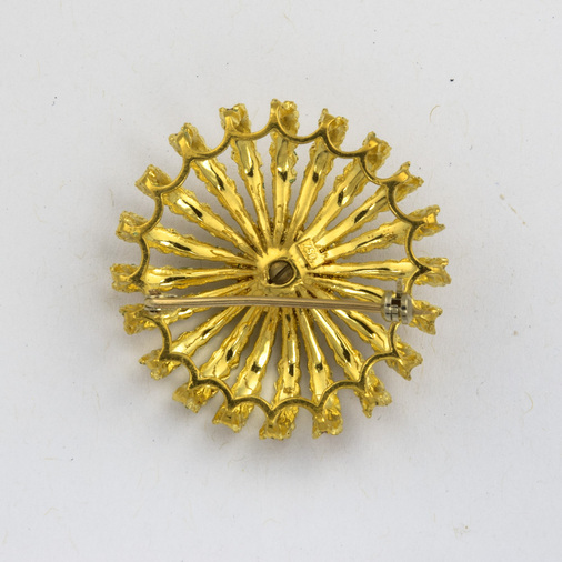 Brosche aus 750 Gelbgold mit Perle, hochwertiger second hand Schmuck perfekt aufgearbeitet