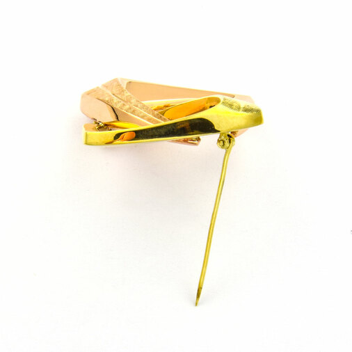Brosche aus 585 Gelb- und Rotgold, nachhaltiger second hand Schmuck perfekt aufgearbeitet