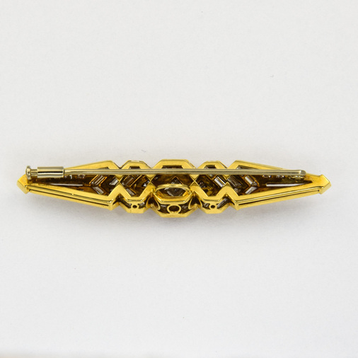 Diamantbrosche aus 750 Gelb- und Weißgold mit Brillant, nachhaltiger second hand Schmuck perfekt aufgearbeitet