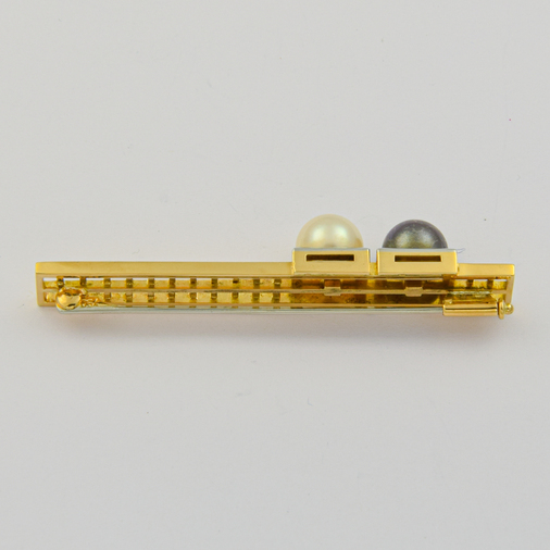 Perlenbrosche aus 750 Gelb- und Weißgold mit Perle, nachhaltiger second hand Schmuck perfekt aufgearbeitet