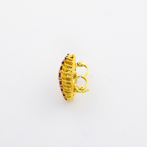 Perlenkettenverkürzer aus 585 Gelb- und Weißgold mit Rubin und Diamant, nachhaltiger second hand Schmuck perfekt aufgearbeitet