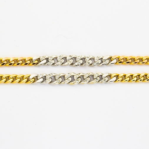 Schmuckset aus 585 Gelb- und Weißgold mit Diamant, nachhaltiger second hand Schmuck perfekt aufgearbeitet