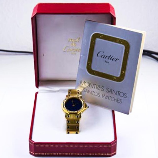 Cartier Damenarmbanduhr Santos Ronde Automatik und Zentralsekunde, gebrauchte Luxusuhr im Top-Zustand