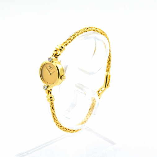 Chopard Damenarmbanduhr Happy Diamonds Handaufzug und Edelsteinbesatz, gebrauchte Luxusuhr im Top-Zustand