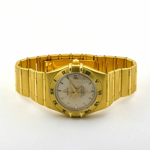 Omega Armbanduhr Constellation 95 Automatik mit Datumsanzeige und Chronometer, Leuchtindizes und Schnellschaltung, gebrauchte Luxusuhr im Top-Zustand